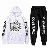 Vyriškas rinkinys Anime Jujutsu Kaisen Hoodie Kelnės, Vyriškos laisvalaikio 2 vnt. Rinkiniai ilgomis rankovėmis Harajuku Gojo Satoru Graphics Hoody megztiniai S