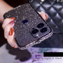 Blizgantis deimantinis metalinis buferio dėklas Kalnų krištolas Bling dangtelis skirtas iPhone 14 13 12 Pro Max 12 Mini 6 7 8 Plus X Xr Xs Max 11 Pro Max dėklas iPhone 6/7/8 juoda