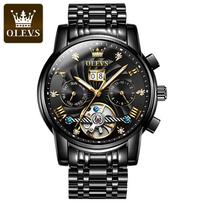 OLEVS naujas „Tourbillon“ automatinis vandeniui atsparus mechaninis laikrodis daugiafunkcis vyriškas laikrodis