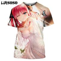 Nino Nakano The Quintessential Quintuplets Sexy Swimwear Girl Print Mangas Anime marškinėliai Japoniški gatvės drabužiai Otaku Oversize Tops 6XL