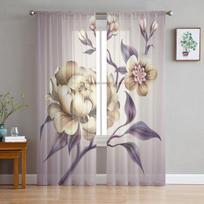 Lapai Gėlės Permatomos užuolaidos svetainei Miegamojo Voile Organza Dekoratyvinės užuolaidos Užuolaidos virtuvės langas tiulio užuolaidos 1 PCS W100XH250cm