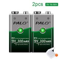 PALO 9V 6F22 300mAh Ni-mh Ni Mh įkraunama kvadratinė baterija, skirta RC malūnsparnio mikrofonui, metalo ieškikliui 9 voltų karūnėlė