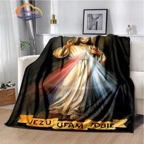 Religinio Jėzaus kašmyro antklodė 3D spausdinta Kristaus lovatiesė Flanelinė antklodė Mergelė Marija -Jėzus serijos patogi namų antklodė 75x90cm