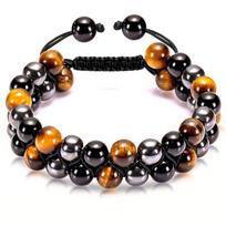Triguba apsauga apyrankė, Tigro akis Obsidiano hematitas 8 mm akmens karoliukų apyrankė su reguliuojamu laido dydžiu, kad atneštų sėkmę, klestėjimą 1pcs
