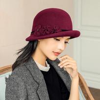 Žieminė kepurė moterims XX a. XX a. Gatsby stiliaus gėlė šilta vilna Fedora žiemos kepurė Moteriškos bažnytinės kepurės Cloche Bonnet Femme Felt Fedoras 55-58cm