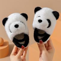 Mieli „Panda“ animaciniai filmukai vaikams žieminiai batai pliušinės šiltos šlepetės, skirtos mergaitėms berniukams, minkštos miegamojo mažiems vaikams skirtos šlepetės 22 balta