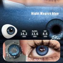 MillCreek spalvoti kontaktiniai lęšiai Night Magics serija 2vnt Ruda Mėlyna Žalia 14,5MM Didelio skersmens Trumparegystė Minkšta Patogūs Cosplay Akys Kalėdų Helovinas 0 mėlyna