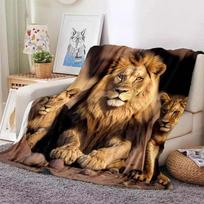 3DLion Gyvūnų Tema Flanelinis pledas VyramsMoterims Minkštas Šiltas Pledas Sofos Lovoje Kelioninis Stovyklavimo Pledas Namų Kelioninis Pledas Gimtadienio Dovana 75x100cm
