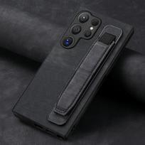Apyrankės laikiklis, odinis telefono dėklas, skirtas Samsung S24 S23 S22 Ultra A34 iPhone 16 15 Pro Max 14 13 12 11 Xiaomi 13T Redmi Note 12 smūgiams atsparus plonas dangtelis Samsung S24 Ultra juoda
