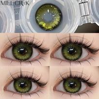 Mill Creek žalias kontaktinis lęšis su vidurnakčio miško 14,2 mm natūralaus metinio naudojimo 0–8,00 laipsnių Helovino raganos cosplay kontaktiniu lęšiu 0 žalia
