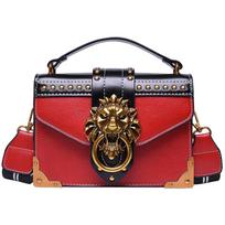 „Crossbody Bag“ rankinė rankinė moterims Madinga „Lion Print“ piniginė su plačiu dirželiu Prabangi PU odinė rankinė Viršutinė rankinė Rankinės Pečių krepšys moterims raudona