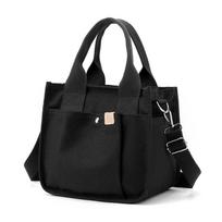 Moteriški „Crossbody“ krepšiai Drobė Vienspalvis Kasdienis krepšys „Messenger“ rankinės Rankinės Prekės ženklo dizaineris Paprastumas Mergaitės pečių krepšys juoda