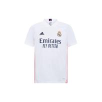 Adidas Real Madrid 20-21 Sezono Namų Marškinėliai Su Raidiniu Logotipu Juostelėmis Vyriški Sportiniai Futbolo Trumpomis Rankovėmis Marškinėliai Balti FM4735 XL