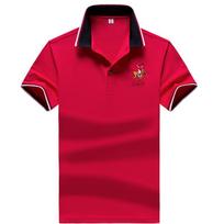 Siuvinėtas polo marškinėlis Laisvalaikio stovimas apykaklės medvilninis trumpomis rankovėmis vyriškas T-shirt Kvėpuojantis sportinis vyrams Polo marškinėlis XXXXL raudona