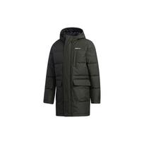 Adidas Neo Winter Down Parka vidutinio ilgio sportinė striukė su gobtuvu Vyriški viršutiniai drabužiai, žemės ruda GJ8779 S black