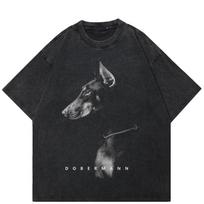 Gatvės drabužiai Dobermann Graphic Unisex marškinėliai Medvilniniai skalbti juodi marškinėliai Unisex Tops Marškinėliai Vasariniai trumpomis rankovėmis marškinėliai S juoda