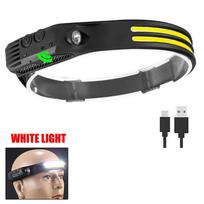 1-5 vnt LED indukcinis priekinis žibintas USB įkraunamas galvos žibintuvėlis Galingas stovyklavimo galvos žibintas žvejybos priekinis žibintas 18650 baterija 2 White Light