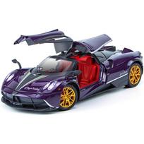 1/24 lydinio liejamo metalo Pagani Huayra Dinastia automobilių modelio žaislai su garso ir šviesos funkcijomis, atitraukti atgal, suaugusiesiems ir vaikams tinka dovanoti 1/24-Size:20.5*10.5*5cm violetinė