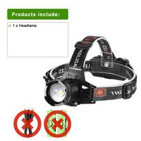 Galingas 9000LM LED priekinis žibintas Žibintas priekyje Zoom Didelės galios priekinis žibintas Žibintuvėlis 18650 baterija Įkraunamas žvejybos žibintas ant galvos A-without battery juoda
