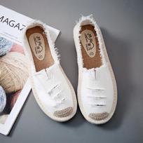 Moteriški plokščiapadžiai batai, slystantys Moteriški drobė „Lazy Loafers“ Kvėpuojantys Espadrilės pavasario rudens avalynė 40 balta