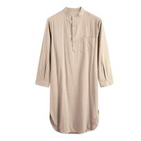 Kaftan laisvalaikio vyriški chalatai miegui Vienspalviai naktiniai marškinėliai ilgomis rankovėmis O kaklo laisvalaikis Vyriški naktiniai chalatai Arabiški marškiniai m chaki