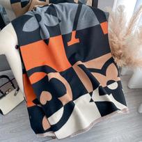 Madingas geometrinis dvipusis imitacinis kašmyro šalikas, moteriškas rudeninis ir žieminis šalikas su storu kaklu, šilta skara 180*65cm orange