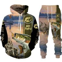 Vyriški gyvūnų ešerių karpių žvejyba 3D spausdinimas mados Fisher sportinis kostiumas unisex džemperis bėgimo kelnės 2 vnt Lauko drabužių rinkinys S-6XL XL