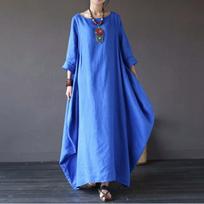 Musulmonų moterų marškinių suknelė ilgomis rankovėmis Abaya Kaftan laisvalaikio laisvi maišeliai Maxi suknelė Artimųjų Rytų Ramadano chalatas plius dydis M-5XL 2XL mėlyna