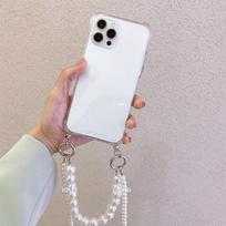 Crossbody Lanyard Pearl Bracelet Chain Case for Samsung A55 A35 A25 A15 A05 A05S A54 A34 A24 A14 M55 M15 Transparent Shockproof Soft Cover Cases Samsung A55 gryna