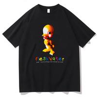 Fleshwater Roko Grupės Marškinėliai Juokingas Anties Grafinis Spaudinys T-shirt Moterims Vyrams Grunge Mados Marškinėliai Medvilninis Trumpomis Rankovėmis T-shirt Viršus XS juoda