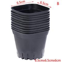 10 vnt juodų gėlių vazonai Plastikiniai vazonai Maži kvadratiniai vazonai sultingiems augalams 6.5*6.5cm