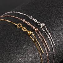 Tikras 18K aukso vėrinys Grynas AU750 Reguliuojama O-grandinėlė Paprastas ir universalus Moteriškas butiko papuošalas Dovana 45cm&18K White Gold 0.6g balta