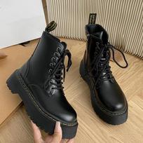 Nauji moteriški motociklininkų batai Laisvalaikio batai Moters Odiniai Minimalistiniai Klasikiniai Punk Stiliaus Moteriški Mary Jane Goth Batai Platforminiai Batai Moterims 34 juoda