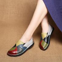 BRANGDY Women's Ladies Female Woman Mother Shoes Flats Genuine Leather Loafers Moccasins Mixed Colorful Non Slip On Plus Size 42 35 žalia