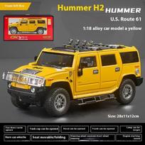 Didelis 1/18 Hummer H2 Lydinio Visureigis Diecast Metalinis Modelis Garsas Šviesa Atitraukiamas Žaislas Kolekcionavimui Eksponavimui Ornamentas Vaikų Žaislas Dovana geltona