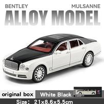 Lietas metalo 1/24 mastelio Bentley Mulsanne lydinio modelio automobilio kolekcinis transporto priemonės simuliatorius su garsu ir šviesa, metalinis žaislinis automobilis, žaislas vaikams, dovana balta