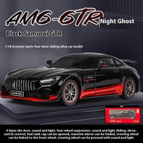 BENZ AMG GTR 1/18 lydinio automobilio modelis, realistiškos šviesos ir garsai, vaikų lenktynių entuziastų svajonių kolekcinis daiktas juoda