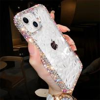 Luxury Diamond Glitter Case For iPhone 13 12 11 14 15 16 Pro Max X Xr Xs 8 7 16 Plus Bling Transparent Shockproof Soft TPU Cover iPhone 13 skaidri