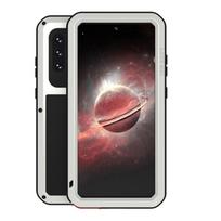 Samsung Galaxy A72 5G / 4G telefonui LOVE MEI Metalinis smūgiams atsparus, vandeniui ir dulkėms atsparus apsauginis dėklas su stiklu(Juoda) For Samsung Galaxy A72 5G / 4G sidabras