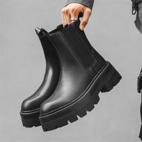 Men's Chelsea Thick-Soled Mid-Tube Martin Boots, Fashionable Korean Style - Model 28291-J 42 juoda