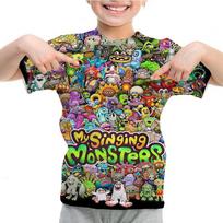 Mano dainuojantys monstrai 3D spausdinimo marškinėliai berniukams ir mergaitėms, vasariniai 3D animaciniai anime marškinėliai su O formos kaklu, laisvalaikio marškinėliai su trumpomis rankovėmis, vaikiški viršutiniai drabužiai 100