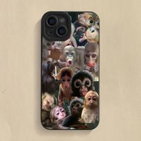 Juokingas beždžionės silikoninis telefono dėklas, skirtas „iPhone 16 15 Pro Max 14 13 12 11 Pro 7 8 Plus 16E XR X XS SE 2020“ smūgiams atsparus minkštas dėklas For iPhone 13