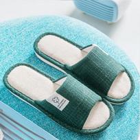 Unisex medvilnės ir lino namų šlepetės pavasariui ir rudeniui - Tylios, neslystančios, visų sezonų komfortiškos namų avalynės 40-41 (fits 39-40) žalia