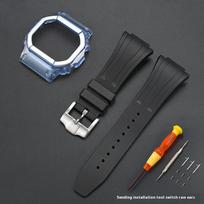 CASIO DW5600/GW5610 modifikavimui laikrodžio aksesuarai TPU laikrodžio dirželis+PC laikrodžio dėklas Vandeniui atsparus patogus guminis apyrankės komplektas for 5600 juoda/mėlyna