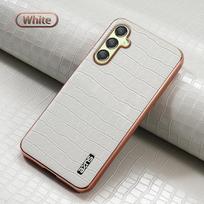 Skirta Samsung Galaxy A16 A15 A06 A05S A54 A34 A14 A55 A35 A25 prabangūs odiniai krokodilo rašto telefono dėklai apsauginis galinis dangtelis A16 balta