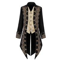 Vyriškas Steampunk Gotikinis Viktorijos laikų Švarkas Vintažinis Violetinis Aksominis Frakas Viduramžių Frakas Uniforma Renesanso Kostiumas L juoda