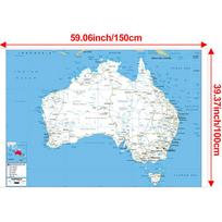 Bėgelių neturintis, Australijos žemėlapis - Kelionių žemėlapis, Sienų dekoras, Darbo kambarys, Dovana, Darbo ir kelionių planavimas, Švietimo meno kūrinys sienai, Namų dekoras 100*70cm white