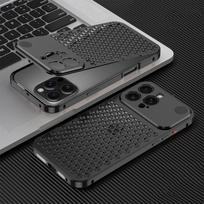 Prabangus tuščiavidurio tinklelio aliuminio lydinio dėklas, skirtas iPhone 16 Pro Max 15 17 14 Pro 13 12, šilumos išsklaidymo, atsparus smūgiams, plonas telefono dangtelis iPhone 16 Pro juoda