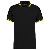 Kustom Kit Vyriški klasikiniai polo marškinėliai su apykakle ir juostelėmis XL juoda/geltona