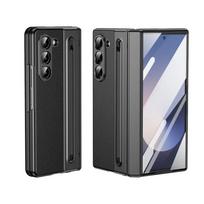 Luxury S Pen Phone Case for Samsug Galaxy Z Fold 7 6 5 4 3 Skin Feel Hinge Protection & Built-in Screen Shockproof Leather Cover Fold7 juoda